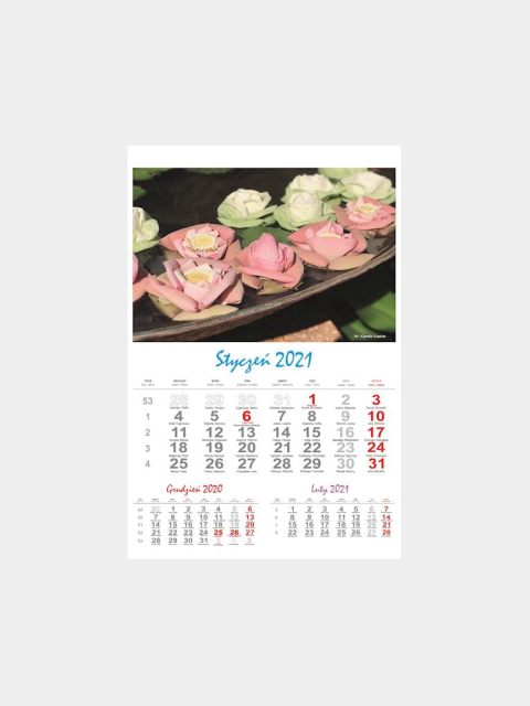 kalendarz 13 planszowy kwiaty wykonany przez MILA Druki.