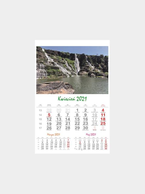 kalendarz 13 planszowy wodospad wykonany przez MILA Druki.